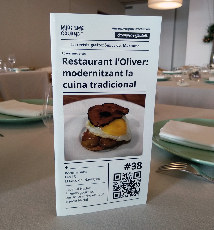 Maresme Gourmet edició 38 amb el restaurant L'Oliver del Balís a la portada