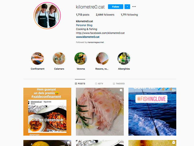 Perfil d'Instagram de @kilometre0.cat