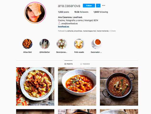 Perfil d'Instagram de la @lovefood